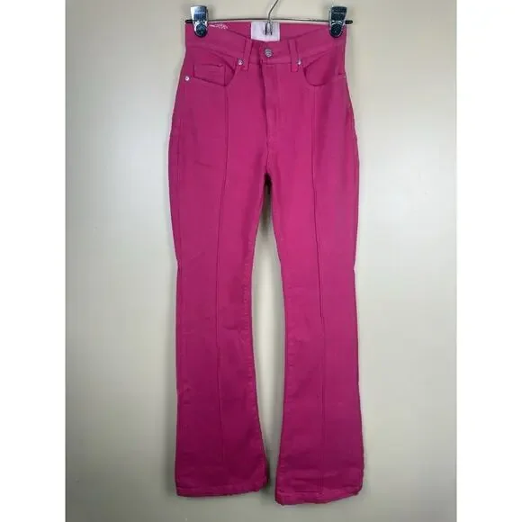 Revice Venus Flares Star Butt High Rise Jeans Pink Fuchsia Size 26 Retro Y2K - Picture 1 of 15